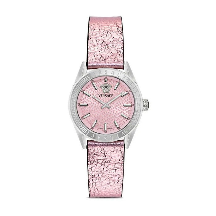 Sale! Versace Pink Silver Lady Watch Versace V-Code Quartz Pink Dial Ladies Watch VE8I00124  main image 4
