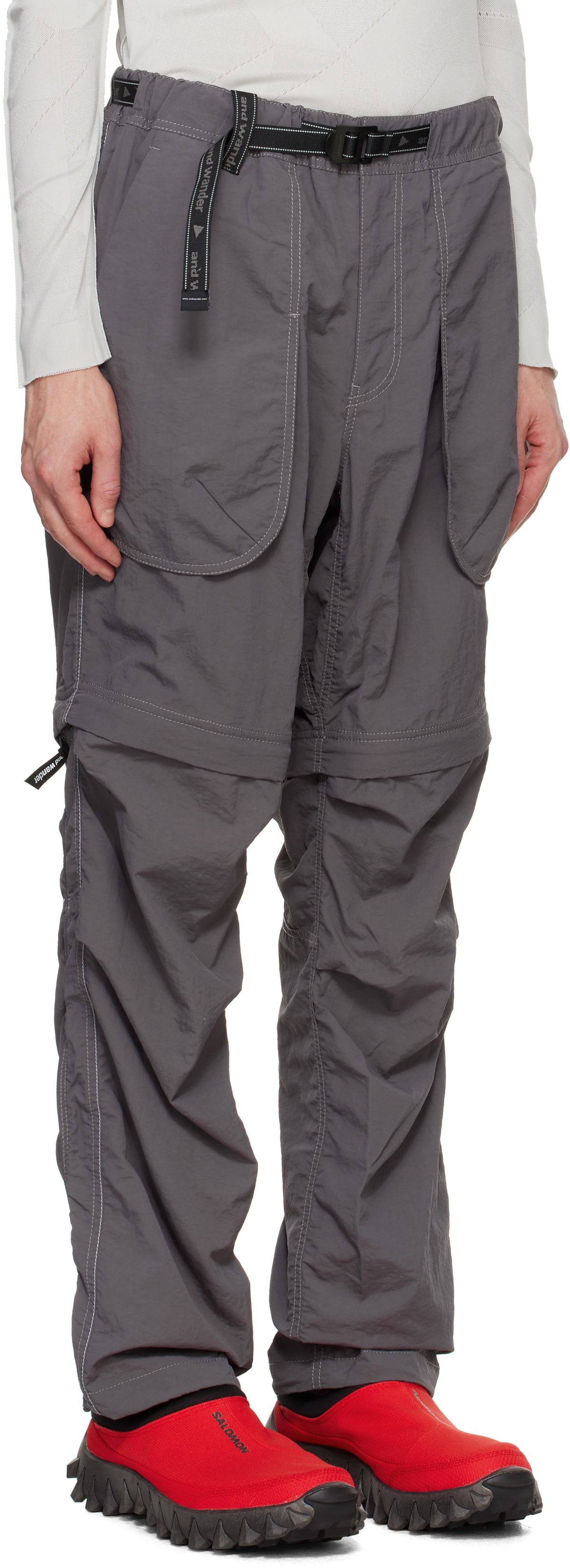 and wander Gray NY Taffeta 2Way Cargo Pants