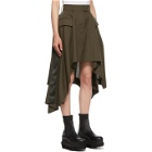 Sacai Khaki Asymmetric Draped Suiting Skirt