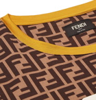 Fendi - Logo-Appliquéd Printed Cotton-Jersey T-Shirt - Men - Brown