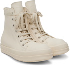 Rick Owens White Leather High Sneakers