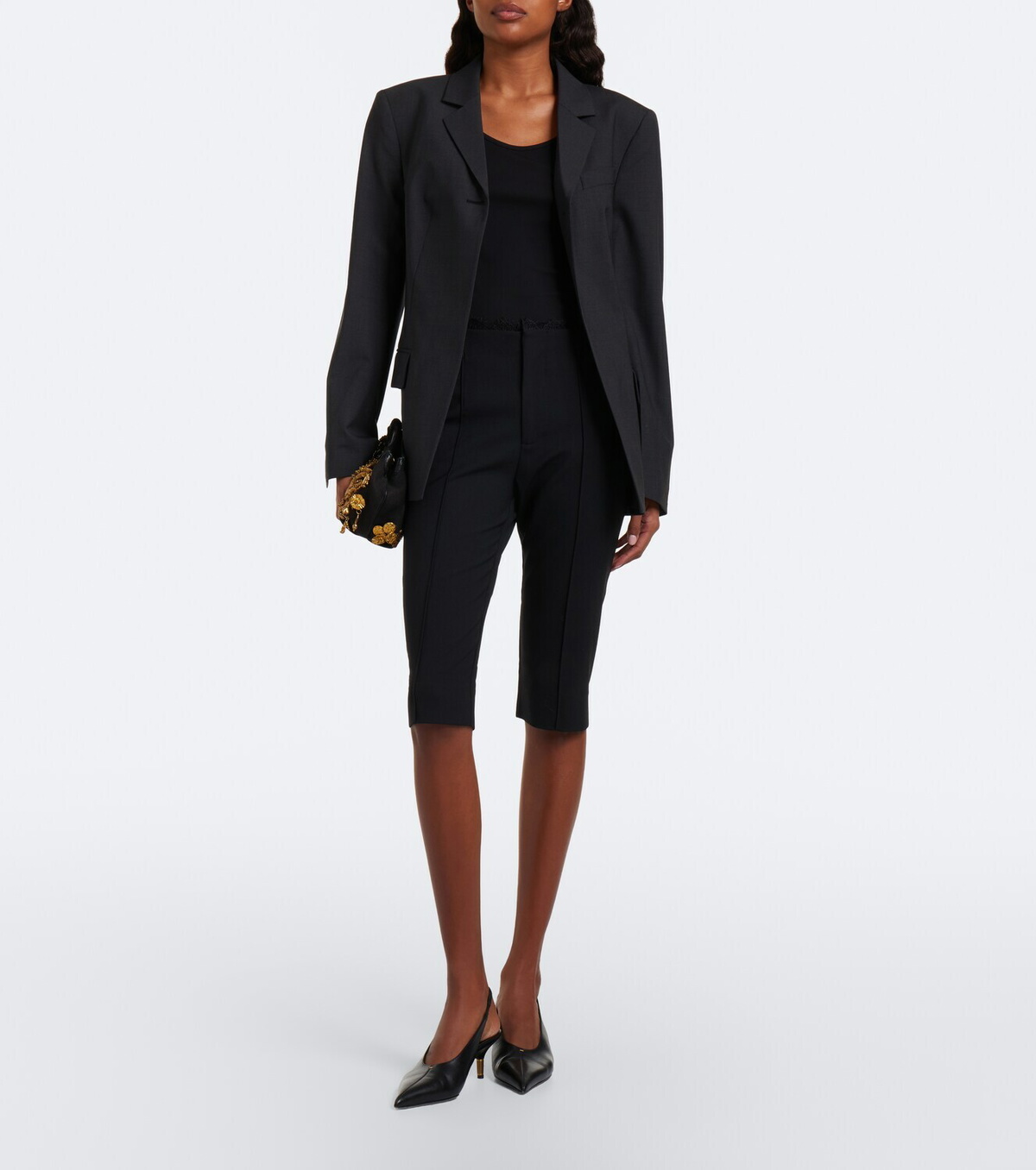 SIR Miller lace-trimmed wool-blend capri pants