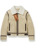 Loewe - Shearling-Lined Leather Aviator Jacket - Neutrals