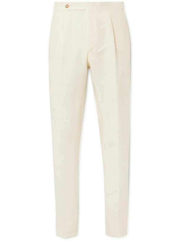 Photo: De Petrillo - Straight-Leg Pleated Linen Suit Trousers - Neutrals