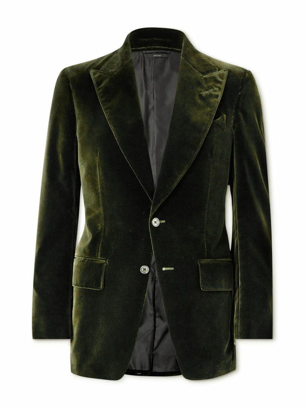 Photo: TOM FORD - Cotton-Velvet Blazer - Green