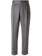 OFFICINE GÉNÉRALE - Hugo Belted Pleated Virgin Wool-Flannel Trousers - Gray