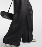 Loewe Mid-rise silk satin wide-leg pants