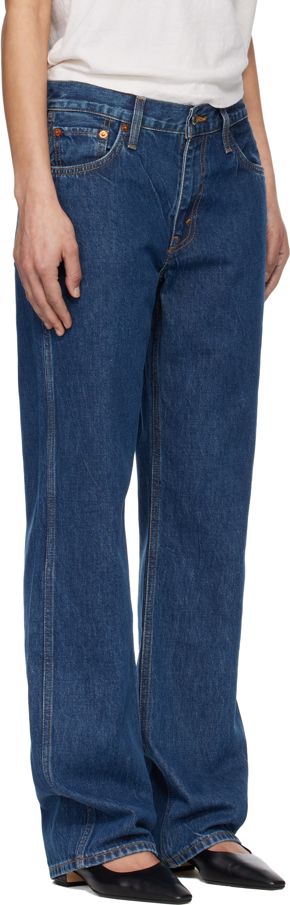 Re/Done Blue 90s Mid Rise Loose Jeans