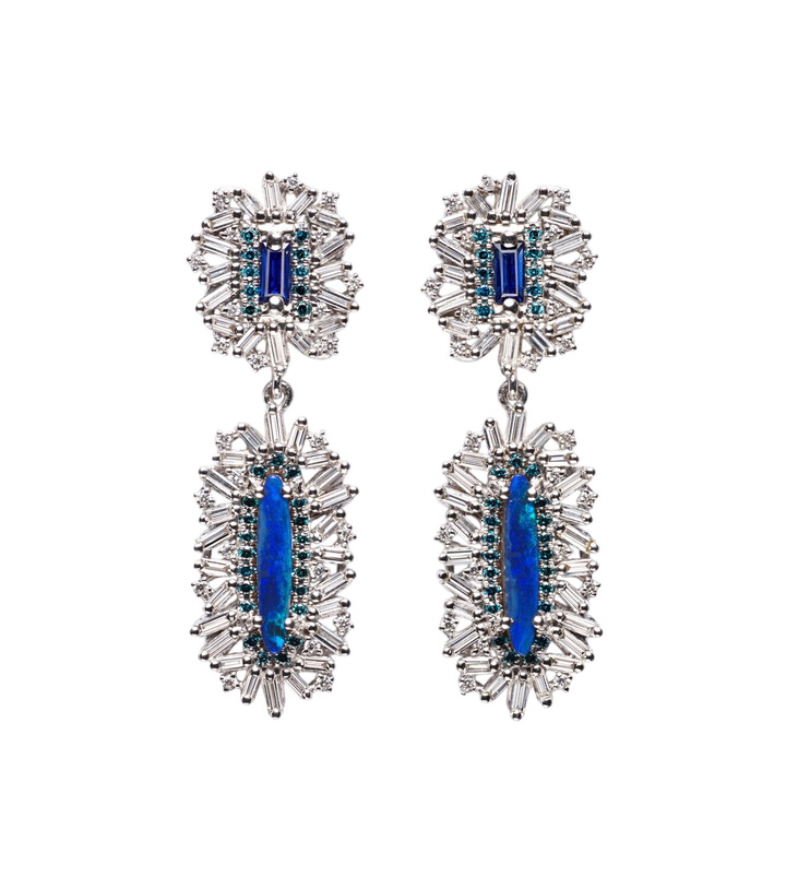 Photo: Suzanne Kalan 18kt white gold earrings with gemstones