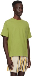 Bode Green Embroidered Pocket T-Shirt