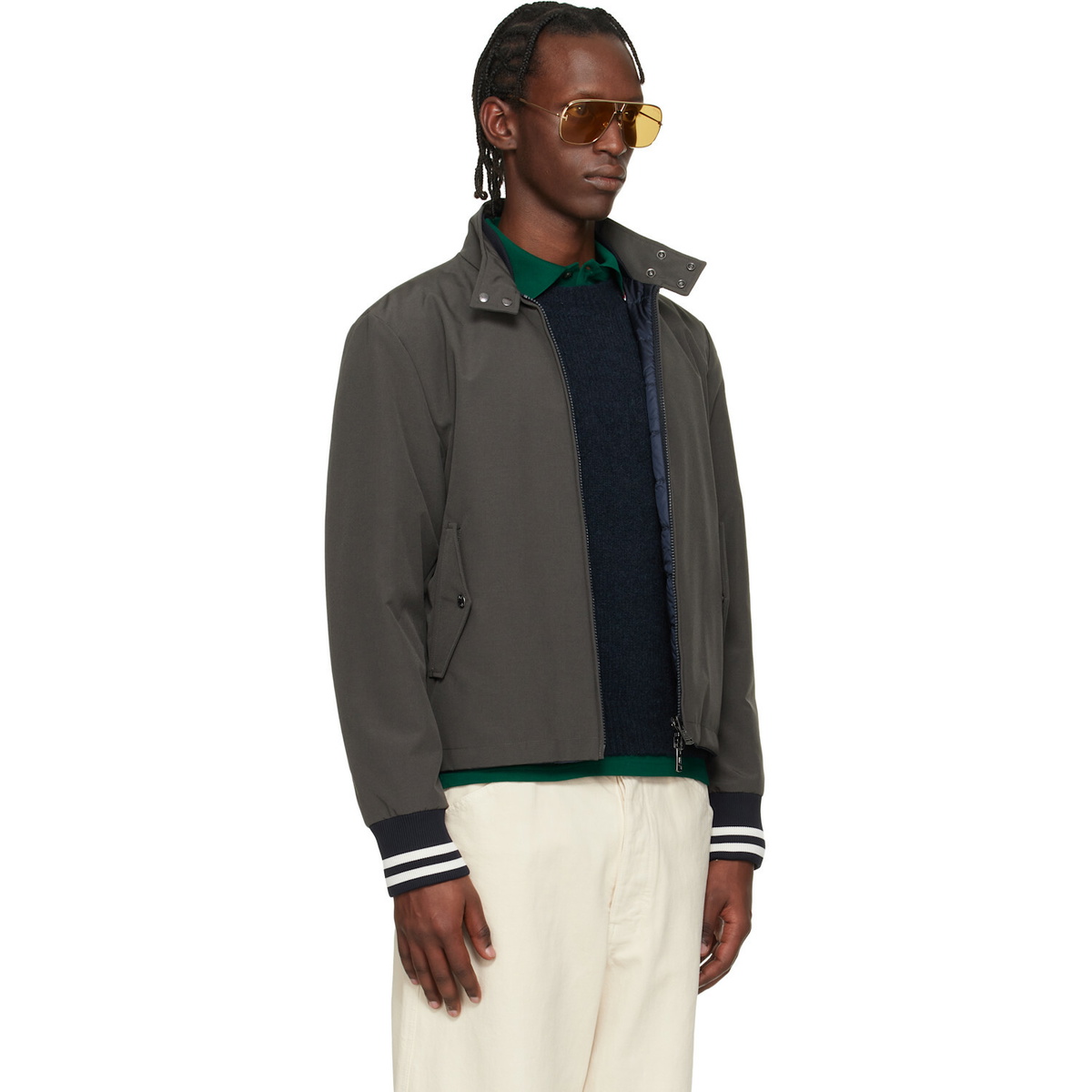 Moncler Gray Prieure Reversible Down Bomber Jacket