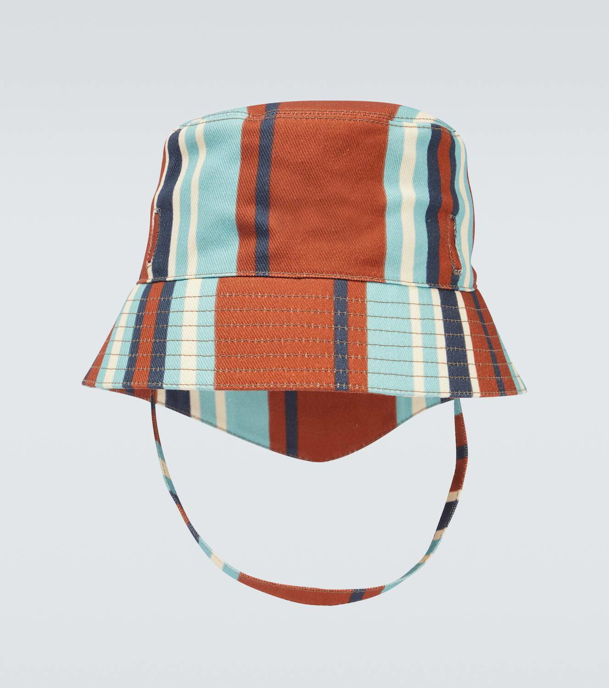NEW Prada striped bucket hat Prada Raffia Striped Logo Embroidered Womens Bucket Hat M  main image 2