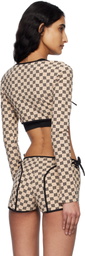 MISBHV Beige & Black Monogram Coquette Cardigan
