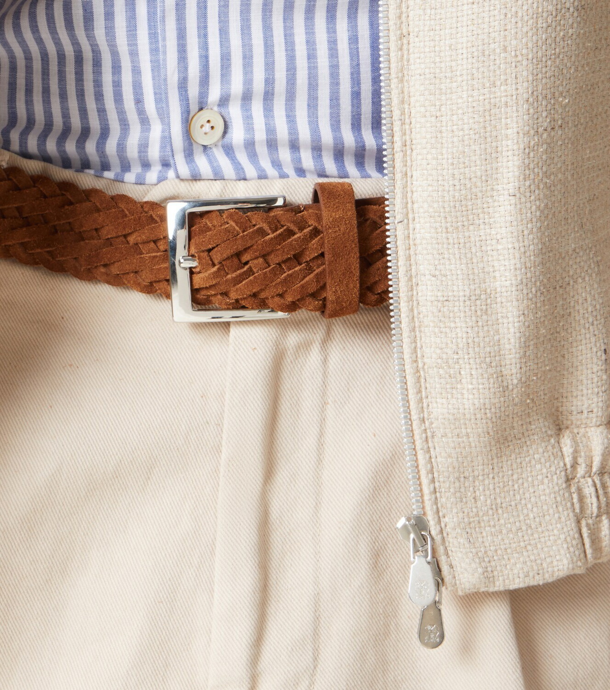 Kiton Woven suede belt