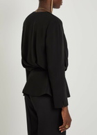 Chloe Draped Woven Wrap Blouse Black