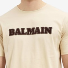 Balmain Men's Retro Logo T-Shirt in Ivory/Brown