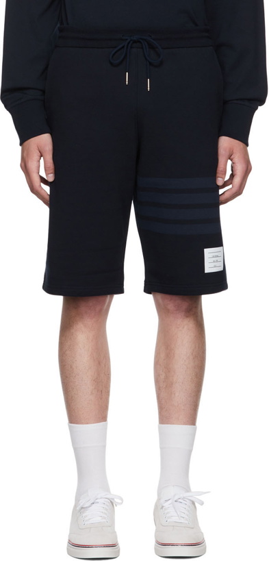 Photo: Thom Browne Navy 4-Bar Shorts