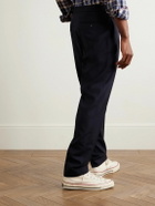 Officine Générale - Drew Tapered Pleated Virgin Wool-Crepe Trousers - Blue