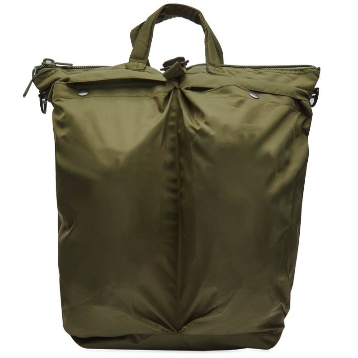 Photo: F/CE. Men's RECYCLED TWILL HELMET BAG in Olive