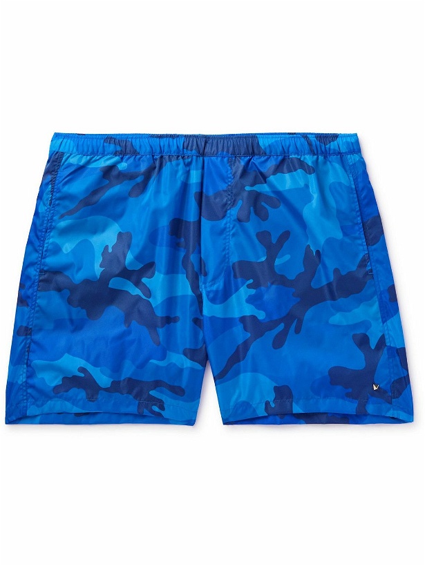 Photo: Valentino - Straight-Leg Mid-Length Camouflage-Print Swim Shorts - Blue