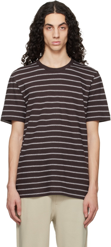 Photo: BOSS Brown Cotton-Linen Regular Fit T-shirt