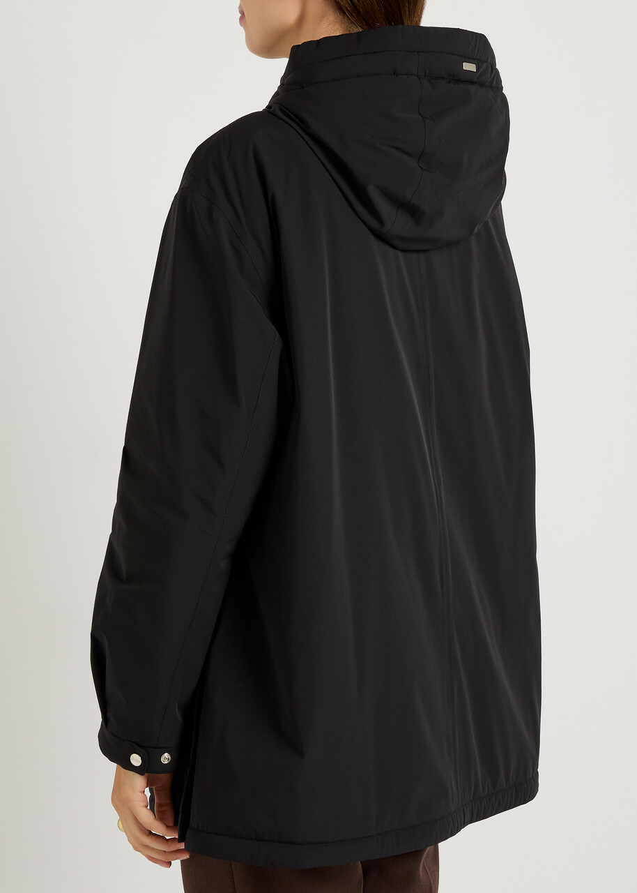 Herno Hooded Belted Shell Jacket Black