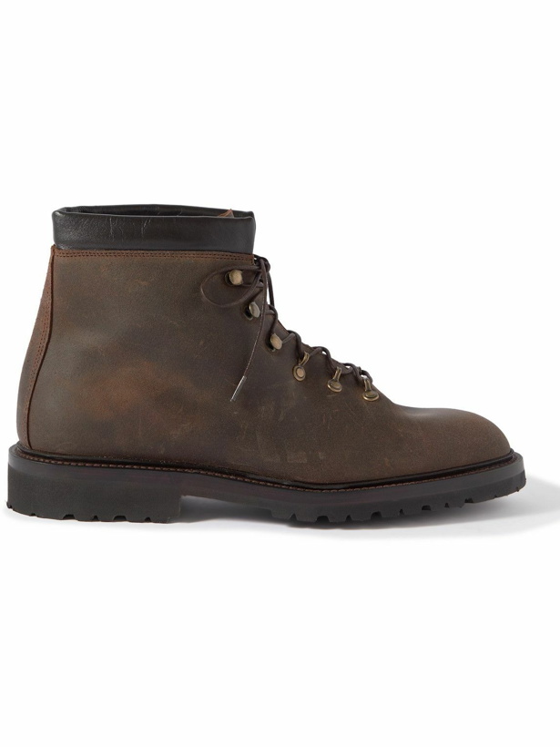 Photo: George Cleverley - Ernest Shearling-Lined Waxed Roughout Suede Hiking Boots - Brown