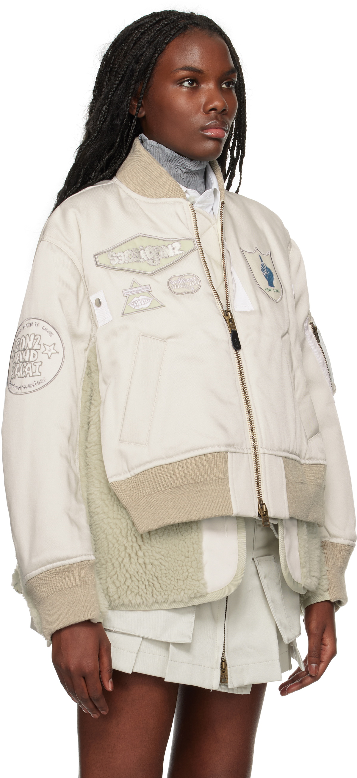 sacai Gray Spiewak Edition Gonz Multi Patch Bomber Jacket Sacai