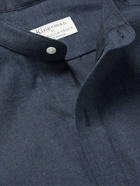 Kingsman - Turnbull & Asser Blake Grandad-Collar Logo-Embroidered Cotton Shirt - Blue