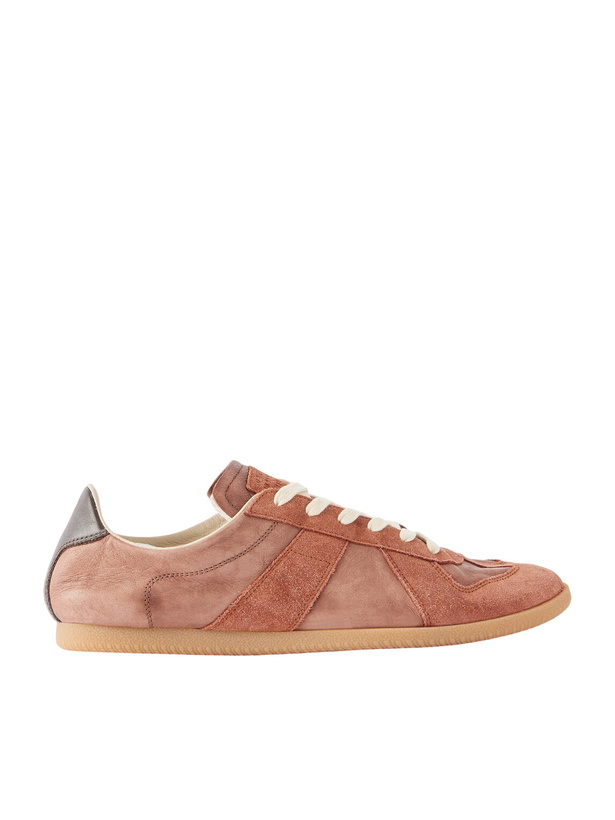 Photo: Maison Margiela - Replica Suede-Trimmed Leather Sneakers - Brown
