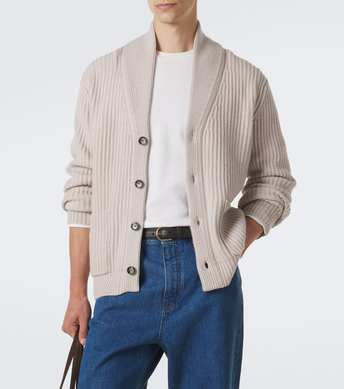 Allude Ribbed-knit wool and cashmere cardigan