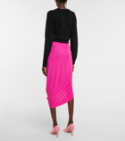 Dries Van Noten - Draped jersey midi skirt