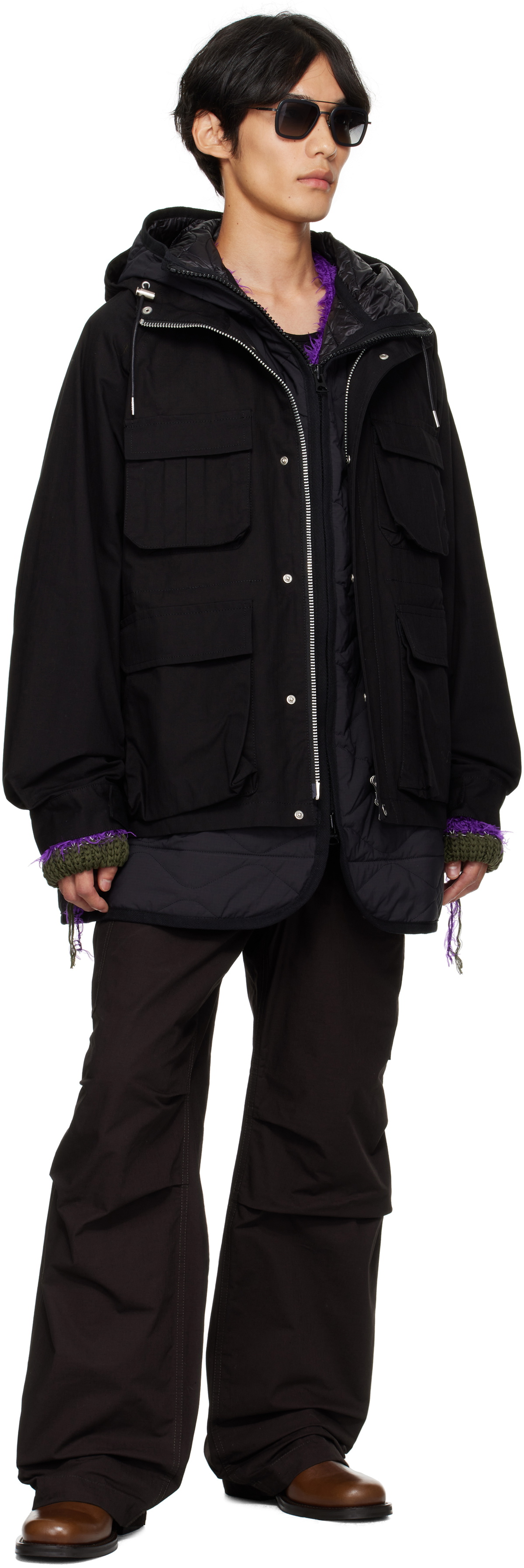 sacai Brown Rip Stop Cargo Pants Sacai