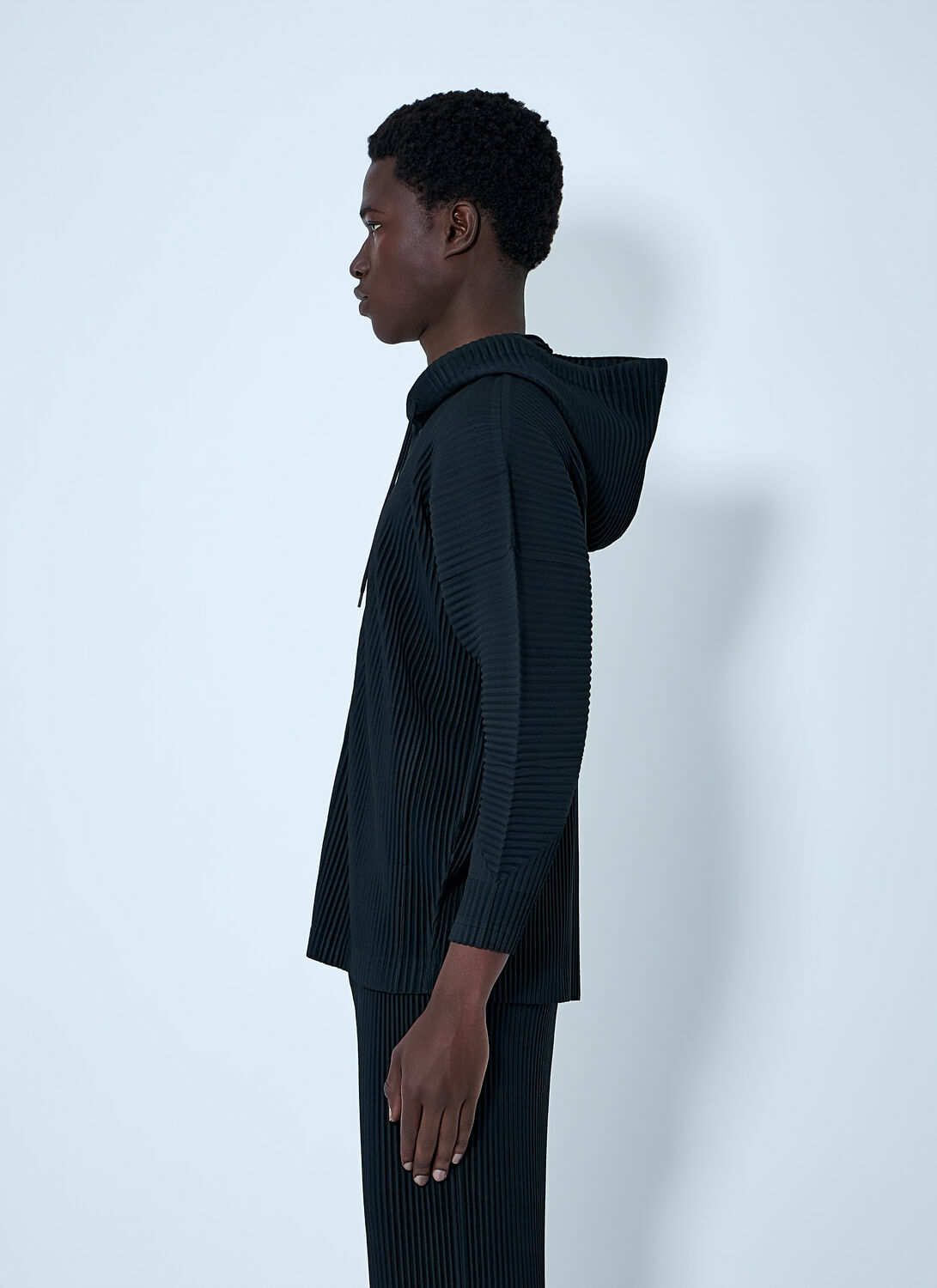 Homme Plissé Issey Miyake Pinstripe Hooded Jacket