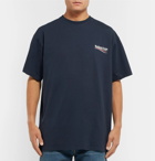 Balenciaga - Oversized Logo-Print Cotton-Jersey T-Shirt - Men - Navy