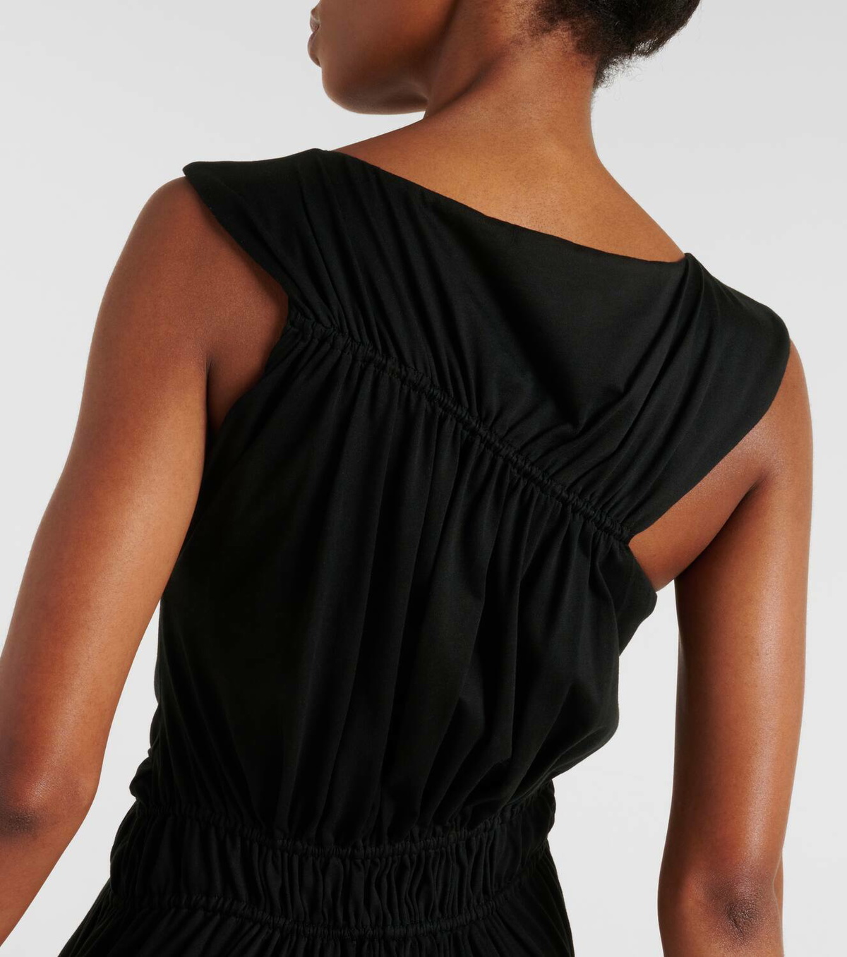 Alexander McQueen Gathered asymmetric cotton jersey maxi dress