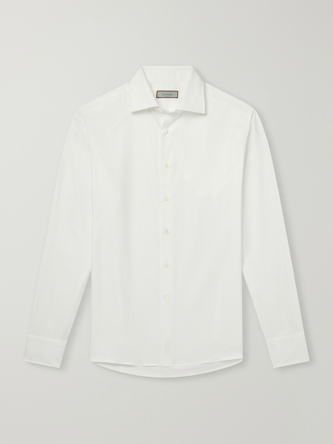 Canali - Cotton-Herringbone Shirt - White