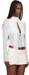 GUIZIO White Ara Long Sleeve Blouse