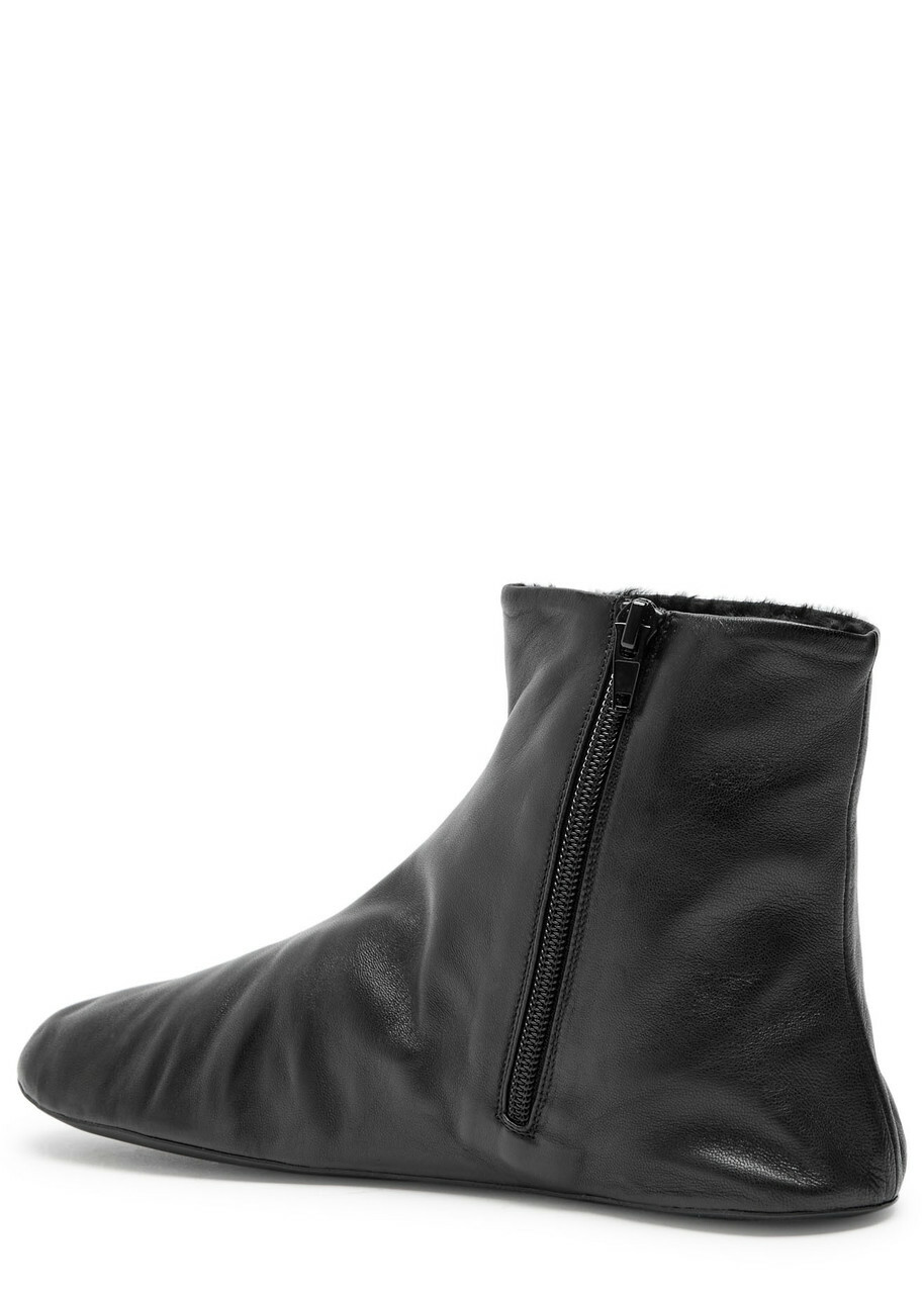 The Row Stella Shearling-lined Leather Ankle Boots Black