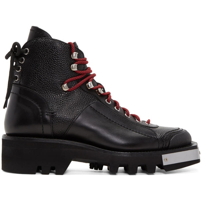 Photo: Dsquared2 Black Lace-Up Hiker Boots