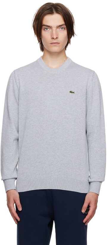 Photo: Lacoste Gray Embroidered Patch Sweater