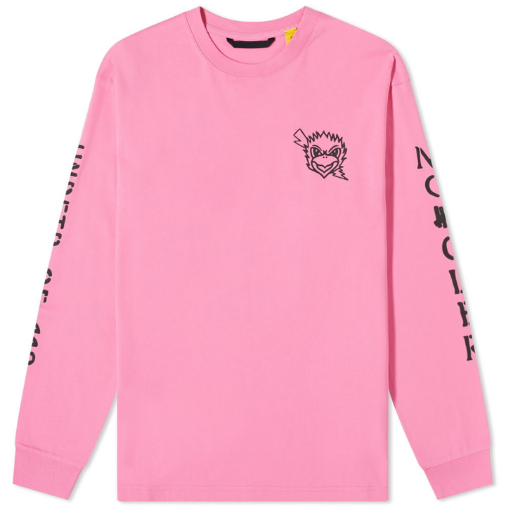 Photo: Moncler Men's Genius 2 1952 x Undefeated Long Sleeve Eagle Logo Print T-Shirt in Pink