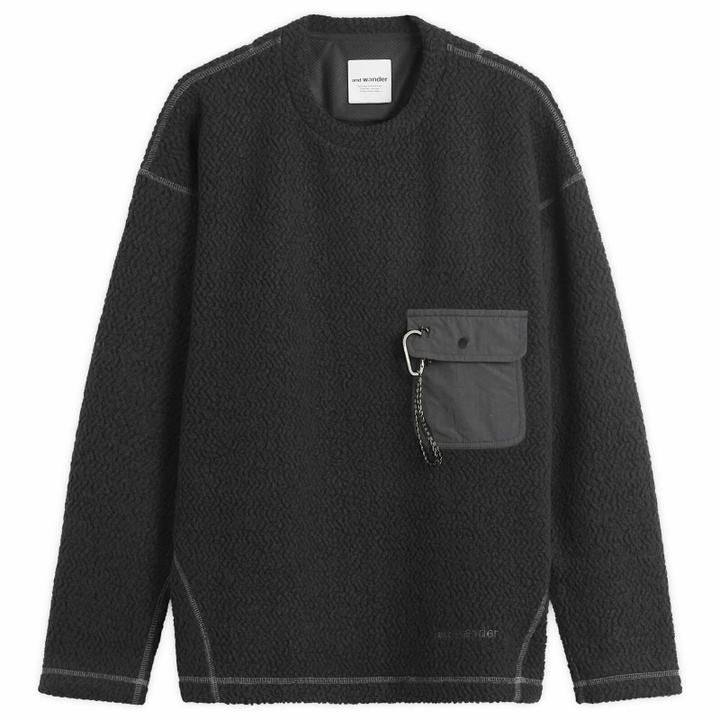 Photo: and wander Men's REWOOL Jacquard Crew Knit Sweater in Black