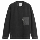 and wander Men's REWOOL Jacquard Crew Knit Sweater in Black