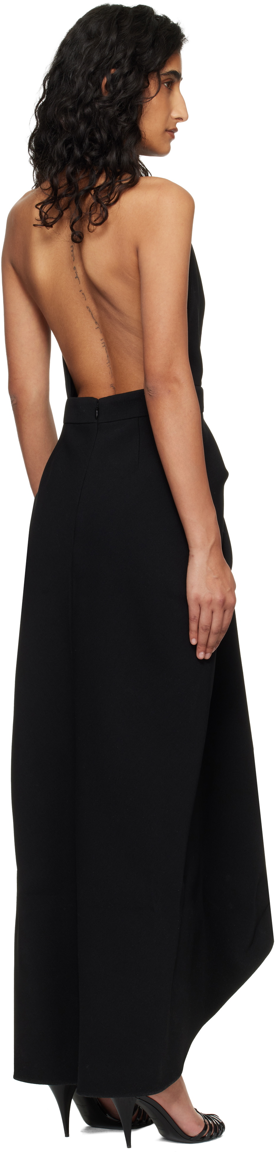 Givenchy Black Draped Wool Maxi Dress