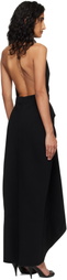 Givenchy Black Draped Wool Maxi Dress