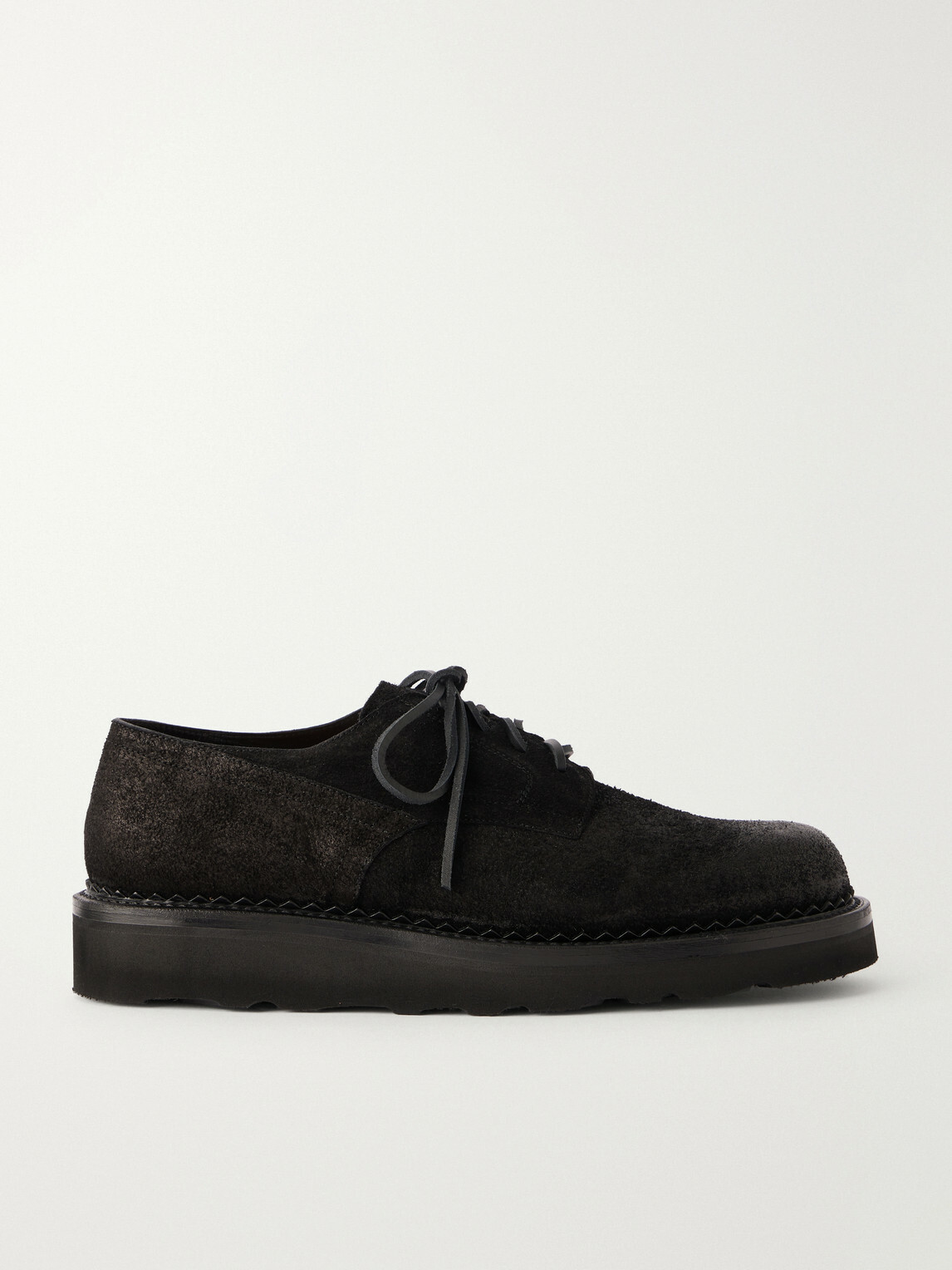 Yuketen - Military Plain Waxed-Suede Derby Shoes - Black