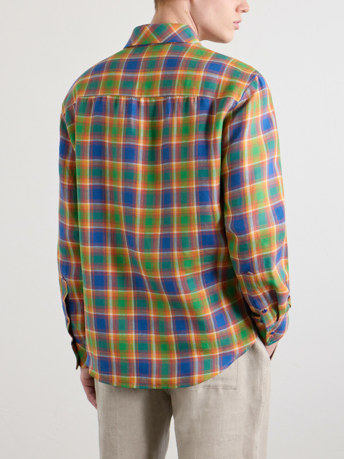 God's True Cashmere - Checked Linen Shirt - Green
