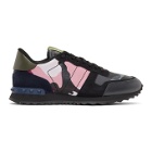 Valentino Blue and Pink Valentino Garavani Camo Rockrunner Sneakers