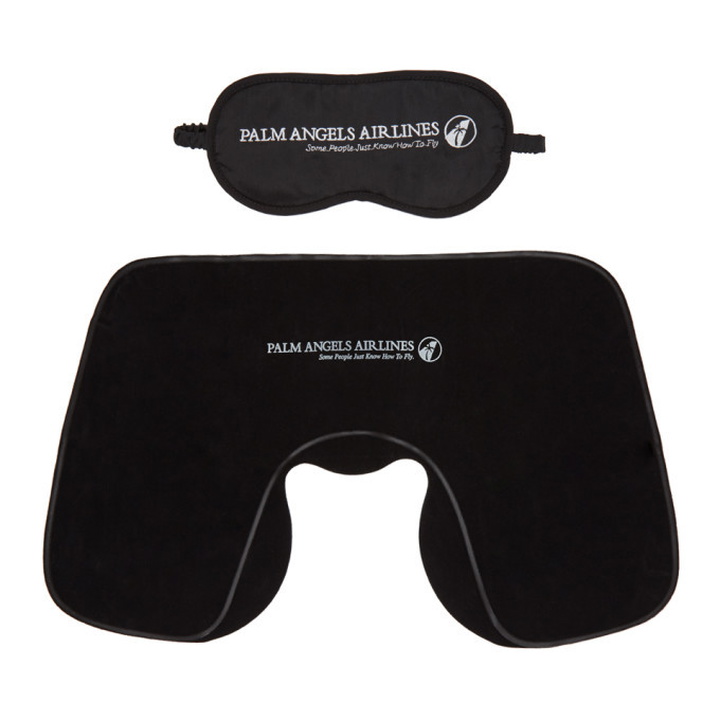 Photo: Palm Angels Black Mask and Pillow Palm Airlines Travel Set